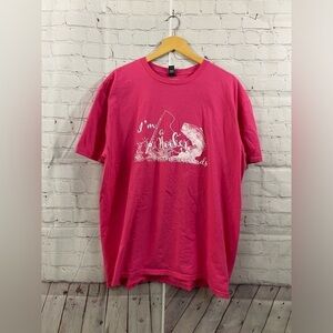Anvil Womens Size Medium Pink Im A Hooker On The Weekend Fishing Tee Shirt